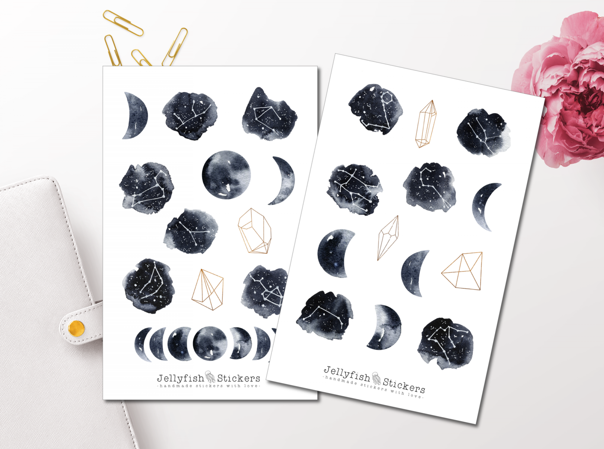 Mond und Sterne Sticker Set